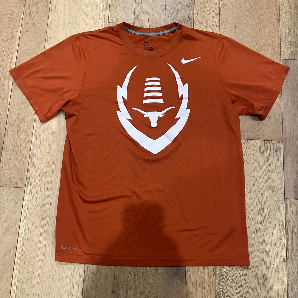Nike burnt orange and white dri-fit university of Texas longhorns men’s shirt